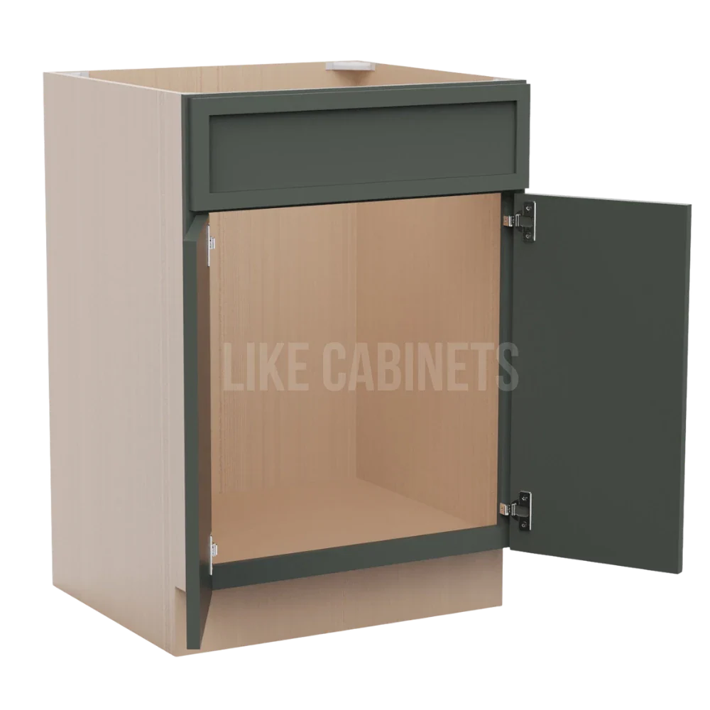 Slim Aston Green Single Vanity Sink Base Cabinet