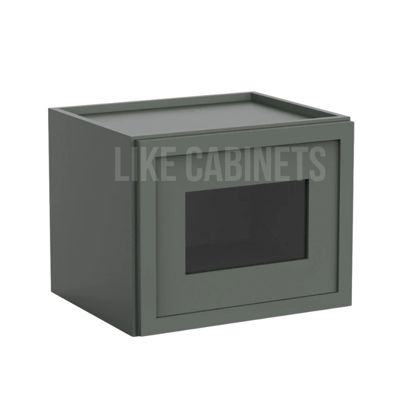 Slim Aston Green 18'' H Single Door Wall Cabinet with Glass Door