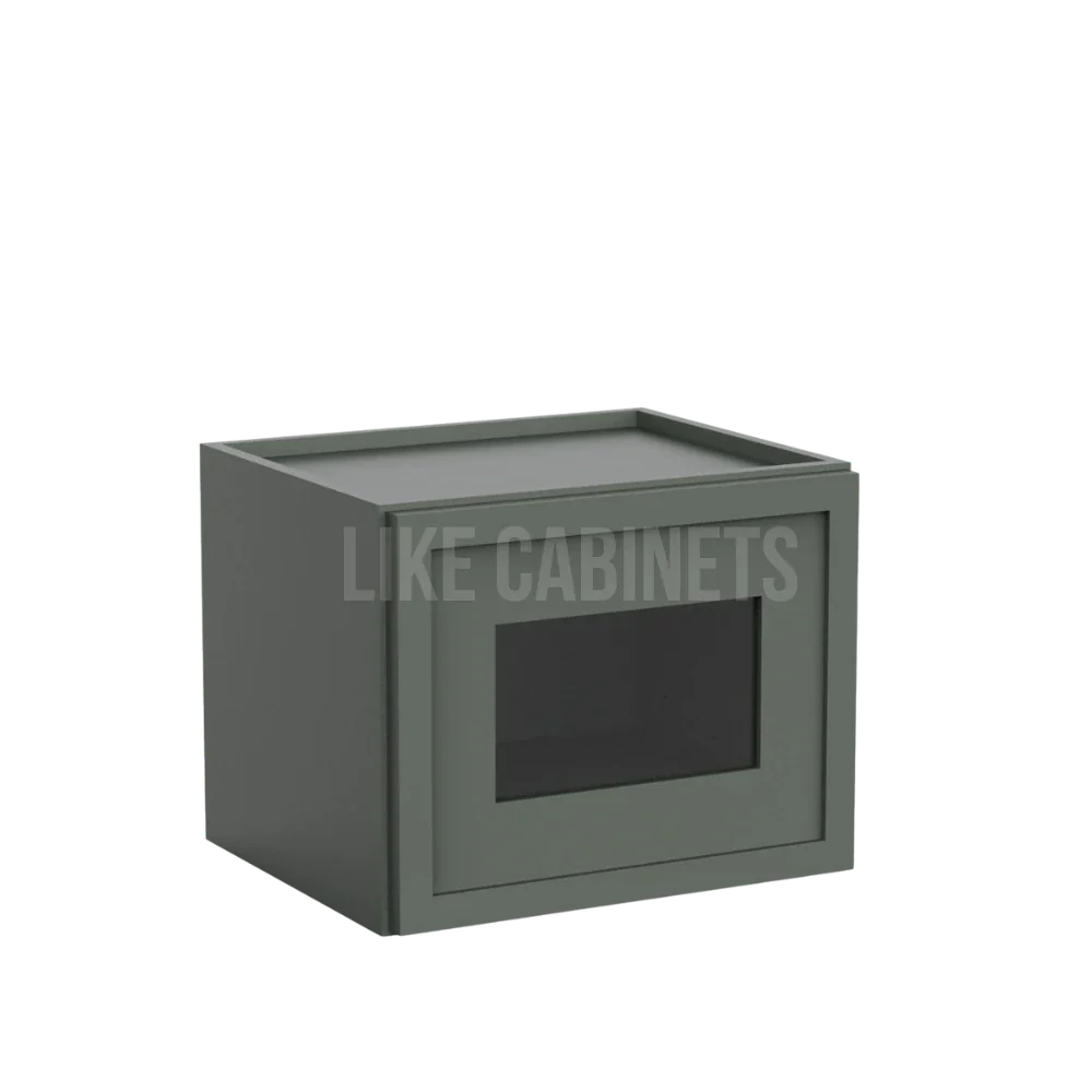 Slim Aston Green 12'' H Single Door Wall Cabinet with Glass Door