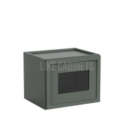 Slim Aston Green 12'' H Single Door Wall Cabinet with Glass Door