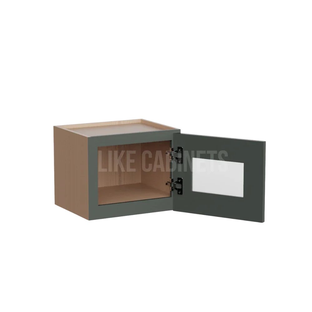 Slim Aston Green 12'' H Single Door Wall Cabinet with Glass Door