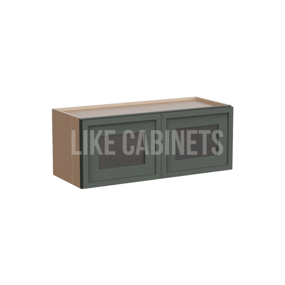 Slim Aston Green 18'' H Double Door Wall Cabinet with Glass Doors