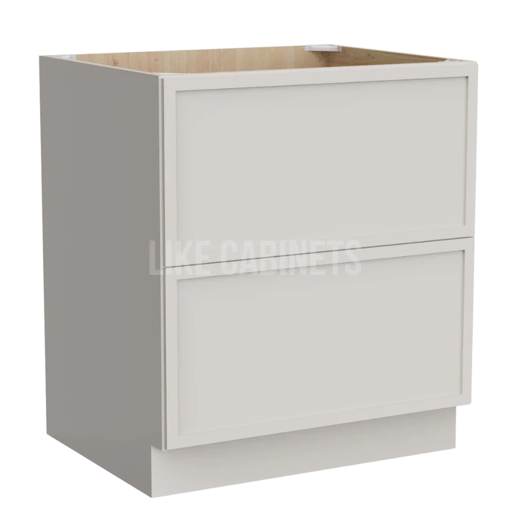 Dove White Slim Shaker Two Drawer Base | RTA Kitchen Cabinet