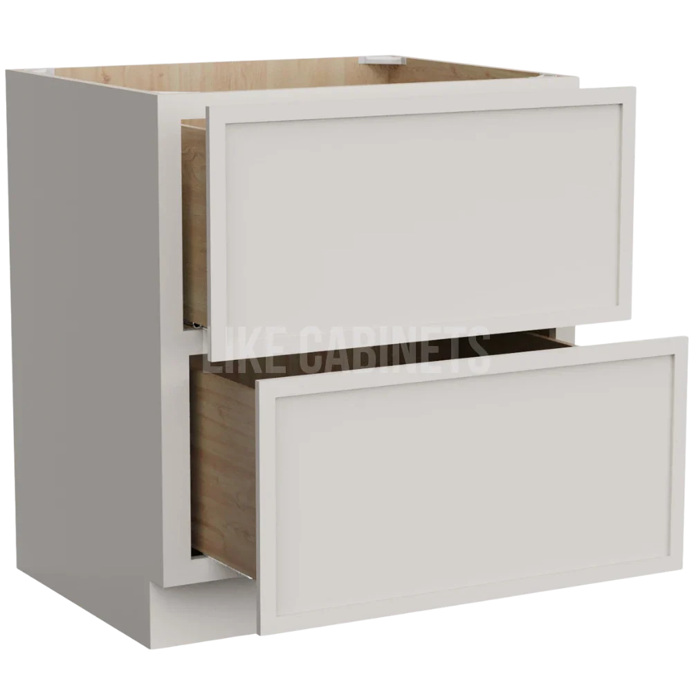Dove White Slim Shaker Two Drawer Base