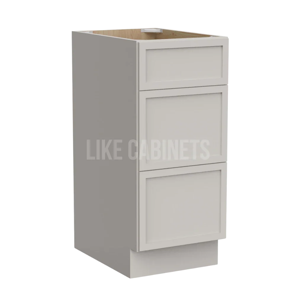 Dove White Slim Shaker Vanity Three Drawer Base Cabinet