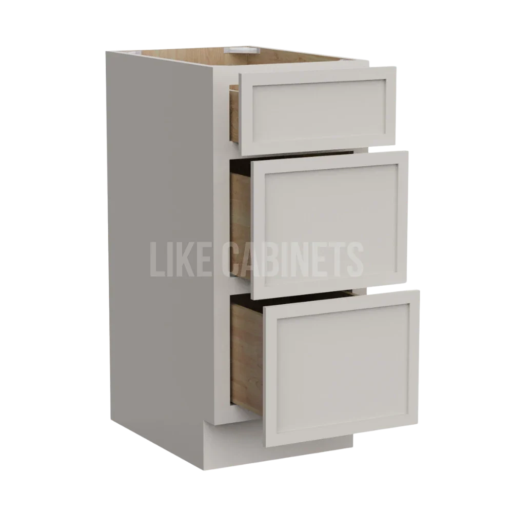 Dove White Slim Shaker Vanity Three Drawer Base Cabinet