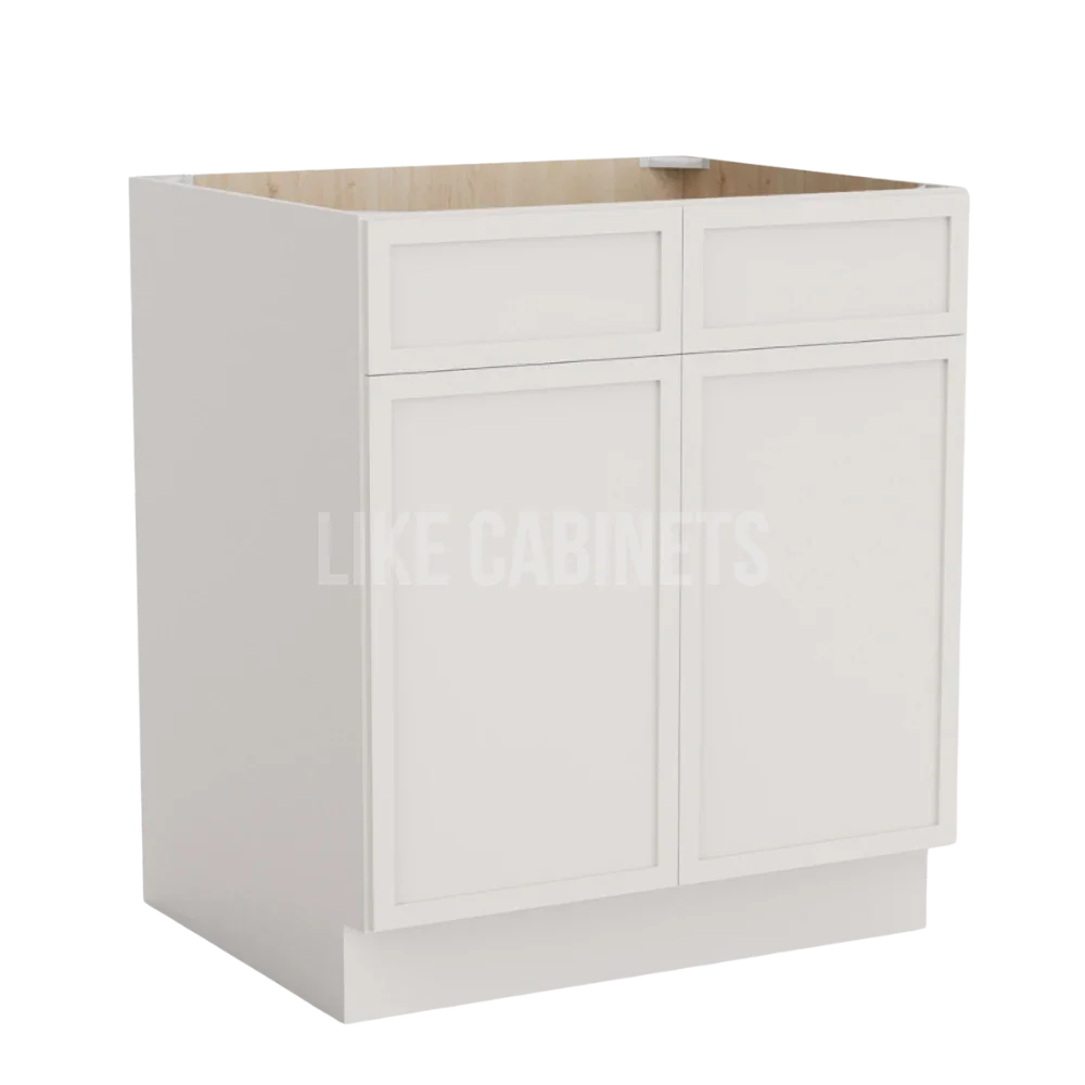 Slim Dove White Sink Base With Double Doors and False Drawers