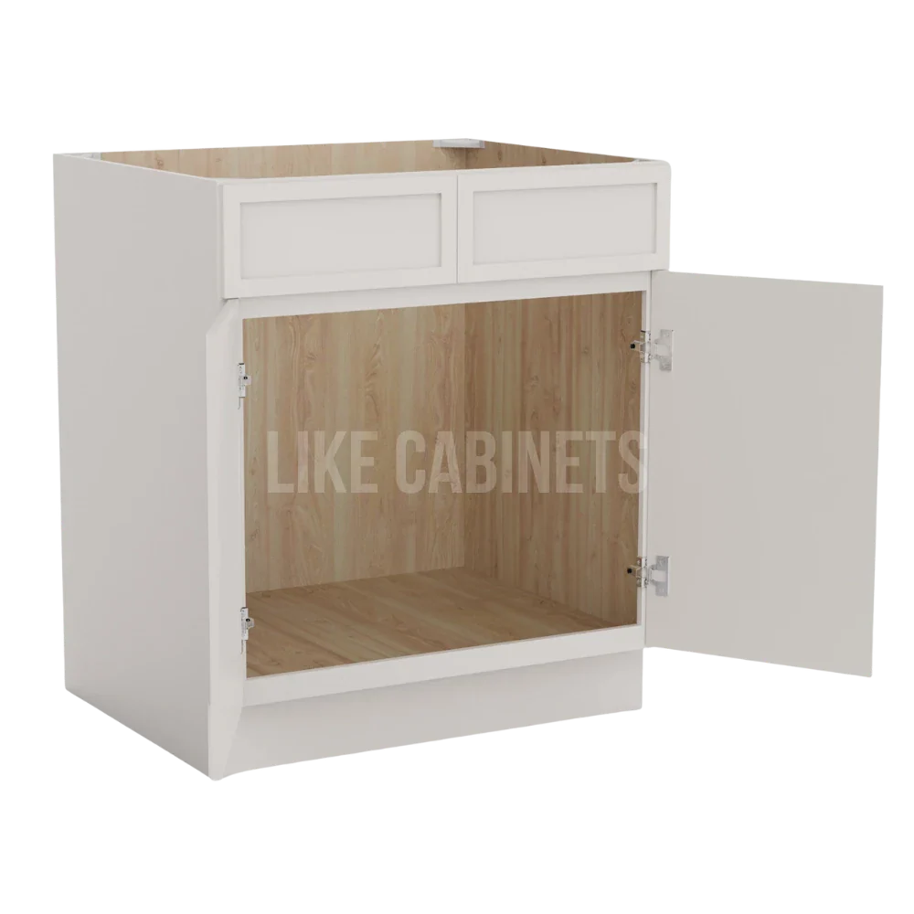 Slim Dove White Sink Base With Double Doors and False Drawers