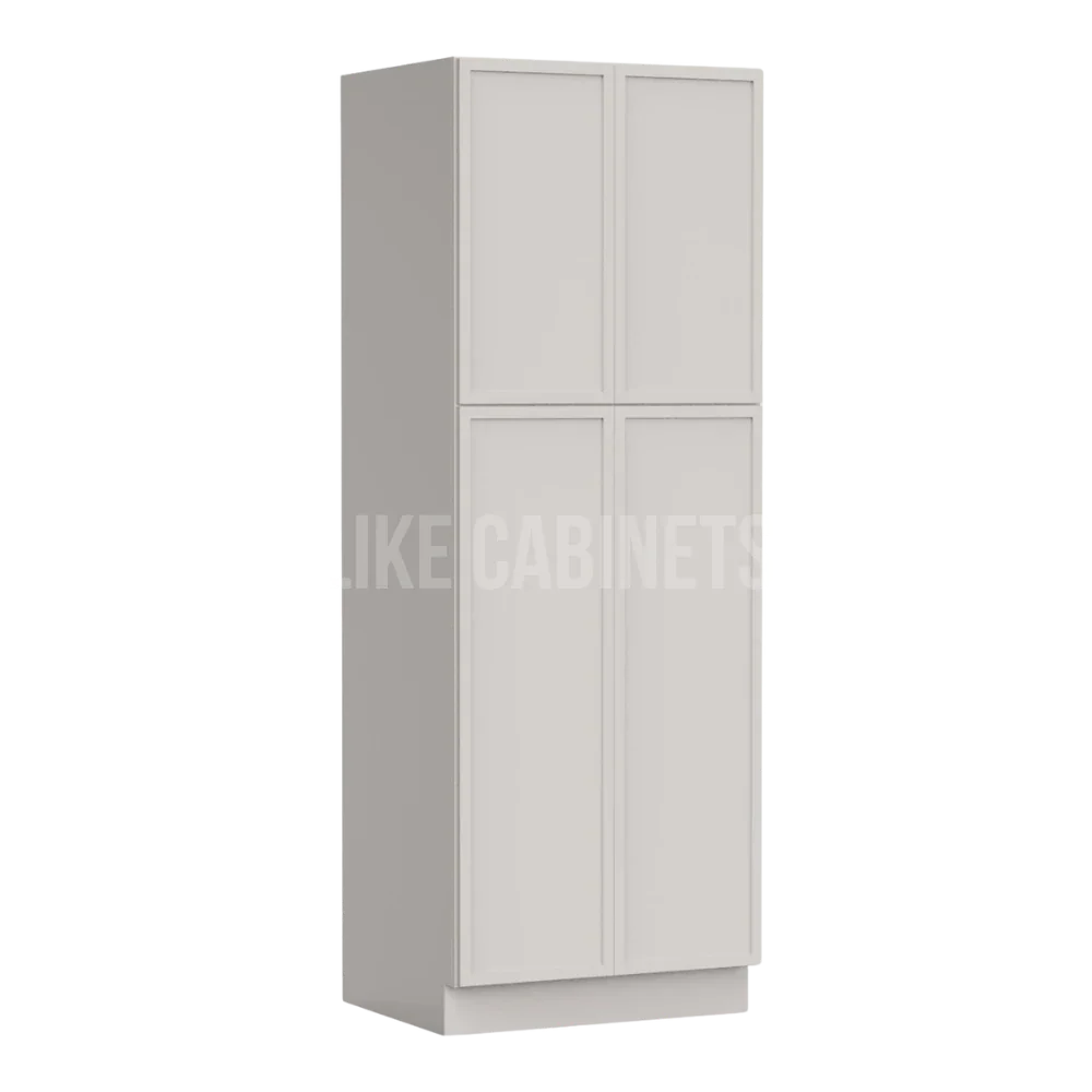 Slim Dove White 30''W Two Double Door Utility Pantry Cabinet