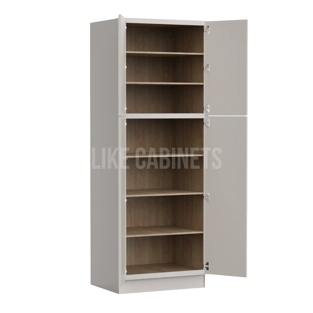 Slim Dove White 30''W Two Double Door Utility Pantry Cabinet