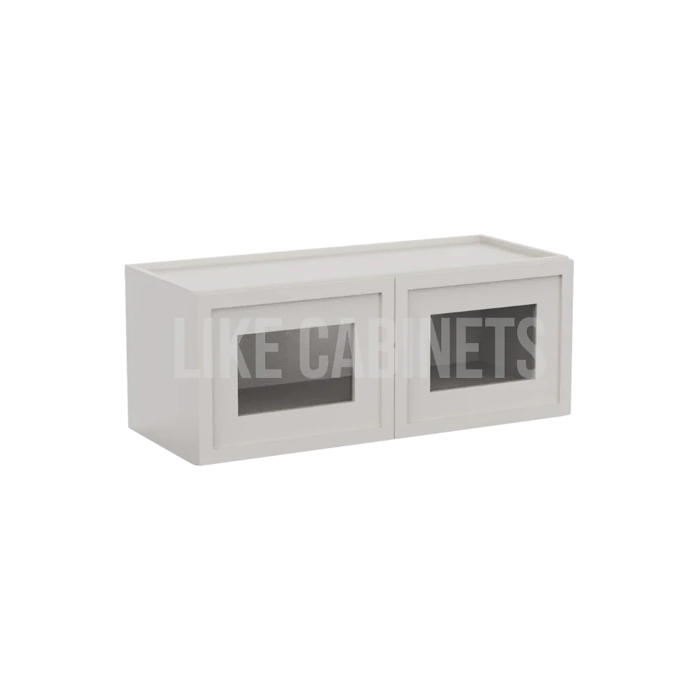 Slim Dove White 18'' H Double Door Wall Cabinet with Glass Doors