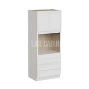 Slim Dove White 33'' W Double Door Oven Pantry Cabinet with Three Drawers