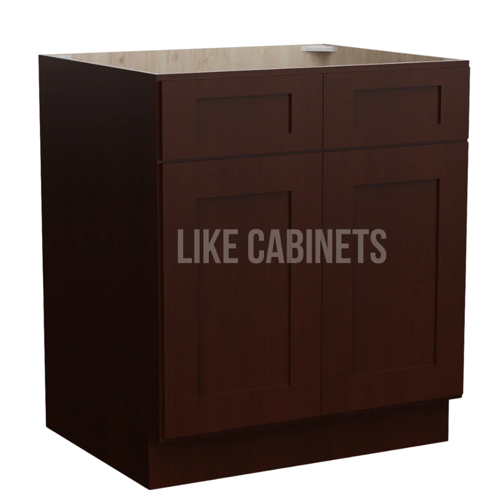 Expresso Shaker Sink Base With Double Doors and False Drawers