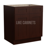 Expresso Shaker Sink Base With Double Doors and False Drawers