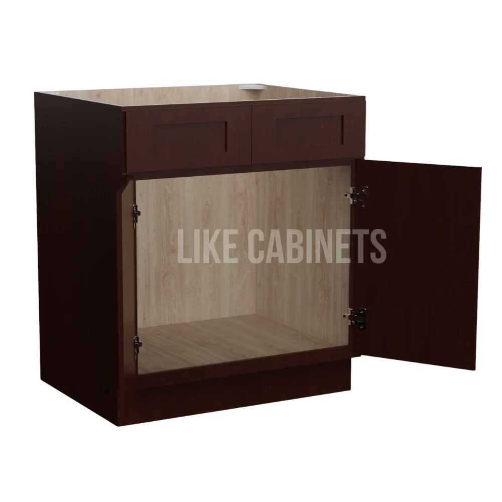 Expresso Shaker Sink Base With Double Doors and False Drawers