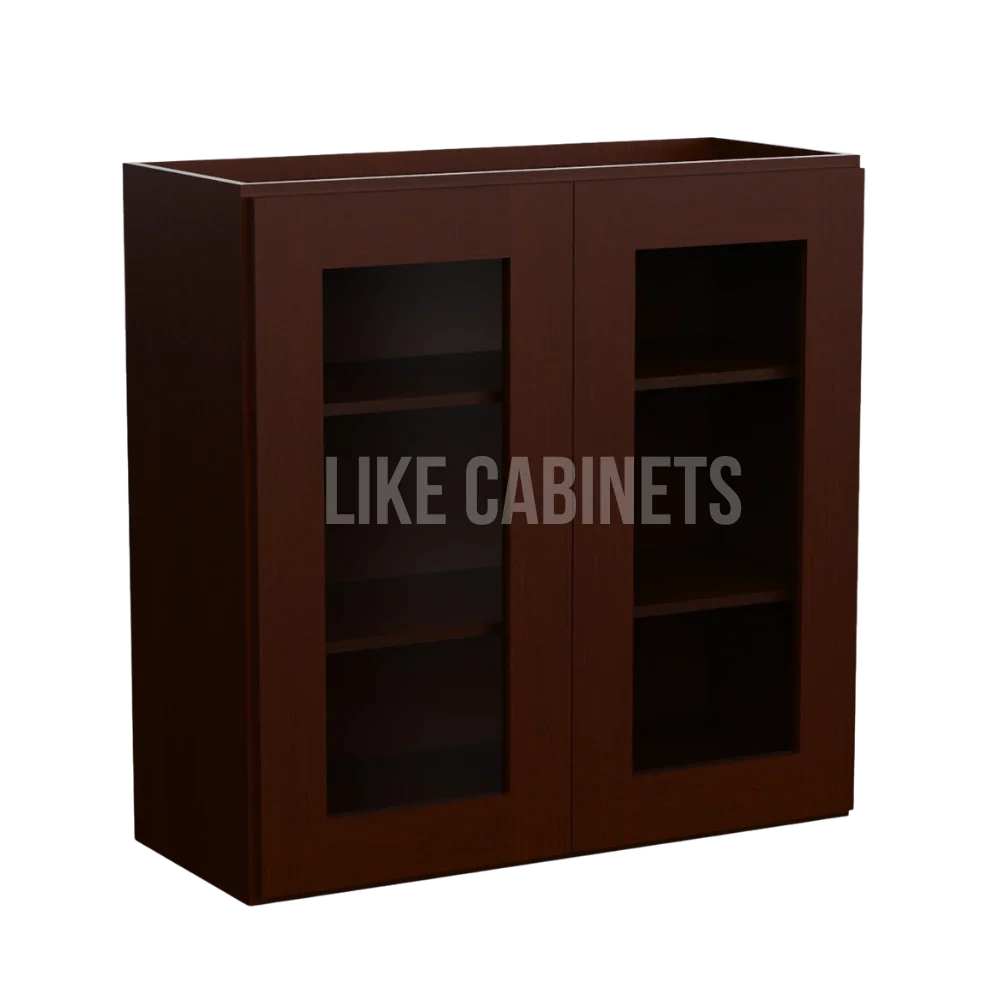 Shaker Espresso 30'' H Double Door Wall Cabinet with Glass Door