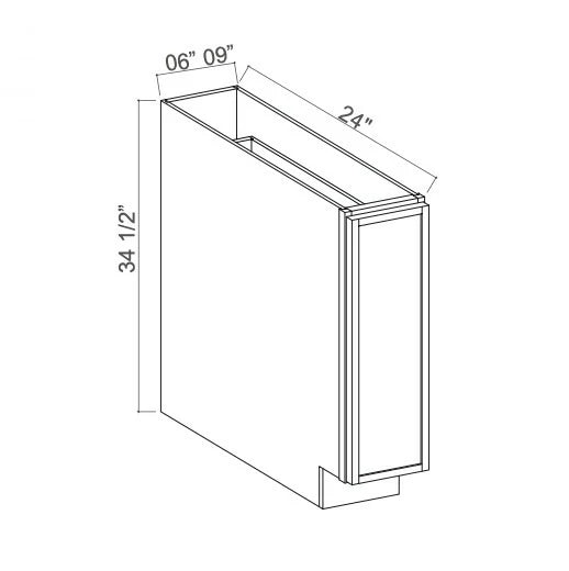 Slim White Oak Shaker Spice Pull Base Cabinet