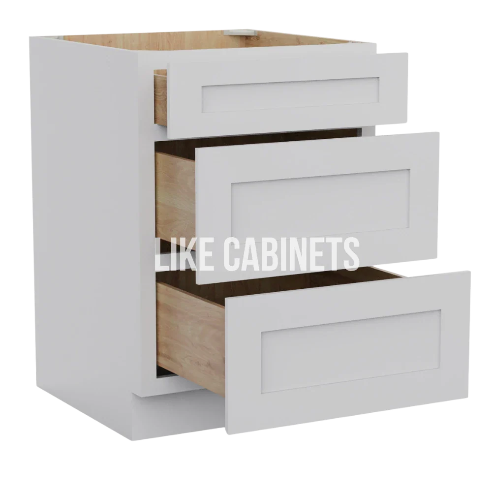 White Shaker Three Drawer Base