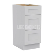 White Shaker Vanity Three Drawer Base Cabinet
