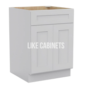 White Shaker Base Cabinet with Double Doors & Single Drawer
