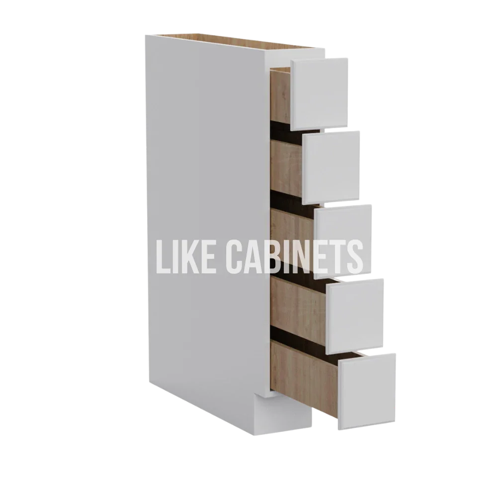 White Shaker Base Spice Cabinet with 5 Drawers