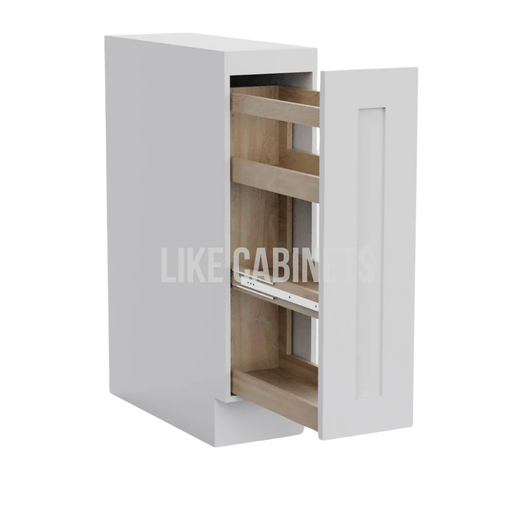 White Shaker Spice Pull Base Cabinet