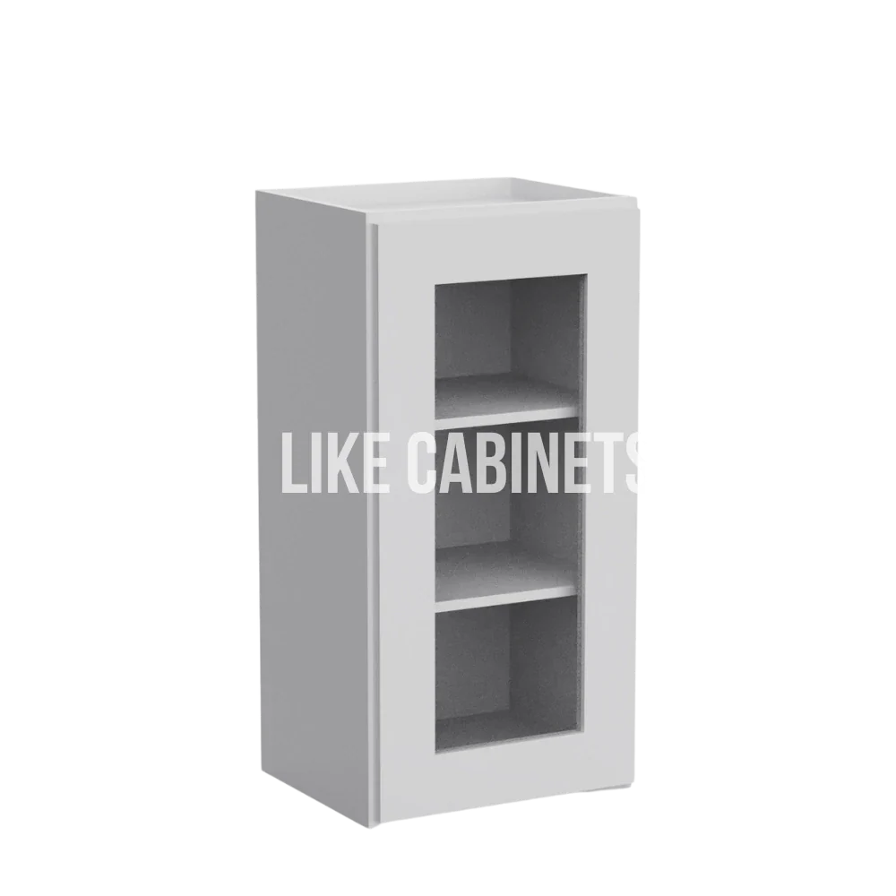 White Shaker 30'' H Single Door Wall Cabinet with Glass Door