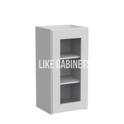 White Shaker 30'' H Single Door Wall Cabinet with Glass Door