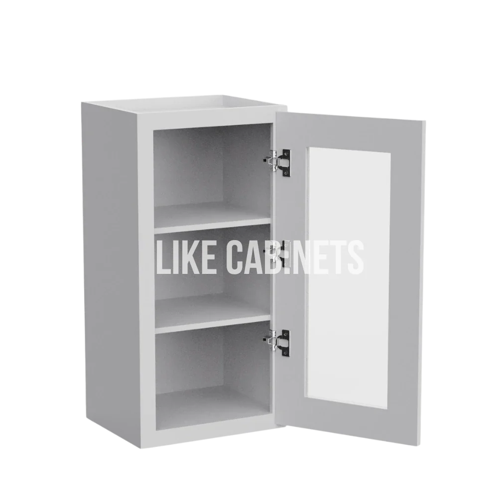 White Shaker 30'' H Single Door Wall Cabinet with Glass Door