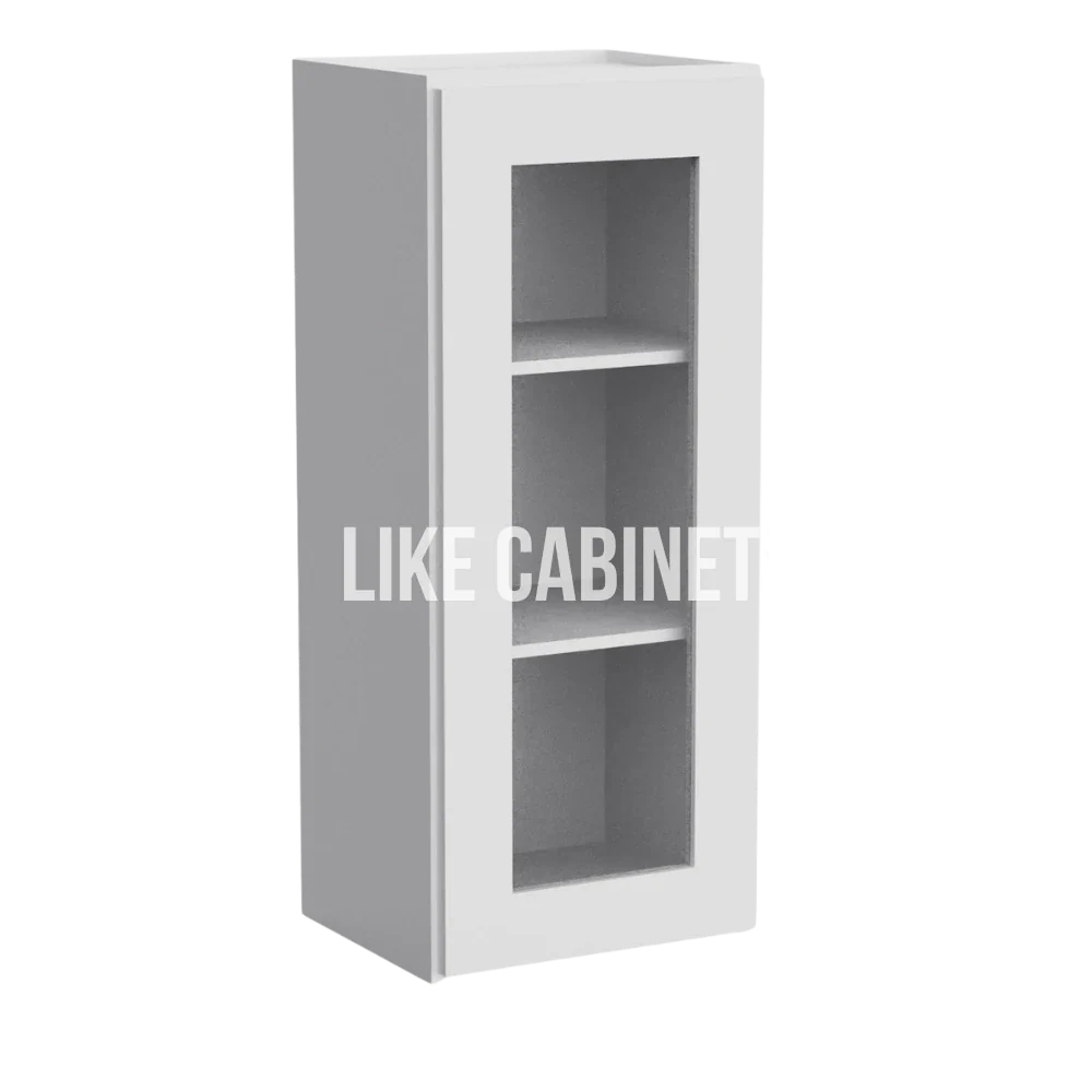 White Shaker 36'' H Single Door Wall Cabinet with Glass Door