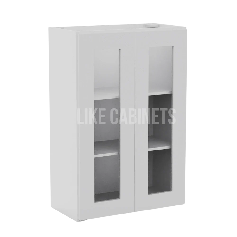 White Shaker 36'' H Double Door Wall Cabinet with Glass Doors