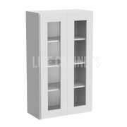 White Shaker 42'' H Double Door Wall Cabinet with Glass Doors