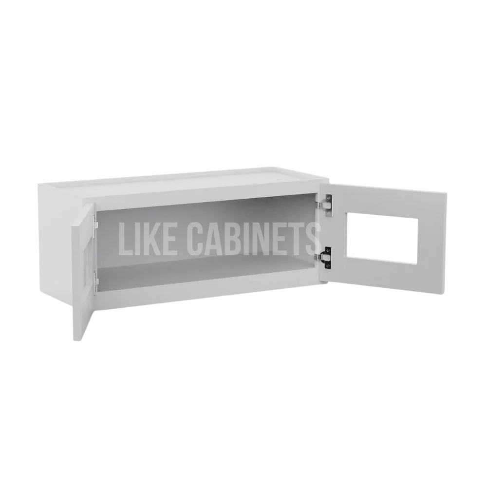 White Shaker 18'' H Double Door Wall Cabinet with Glass Doors