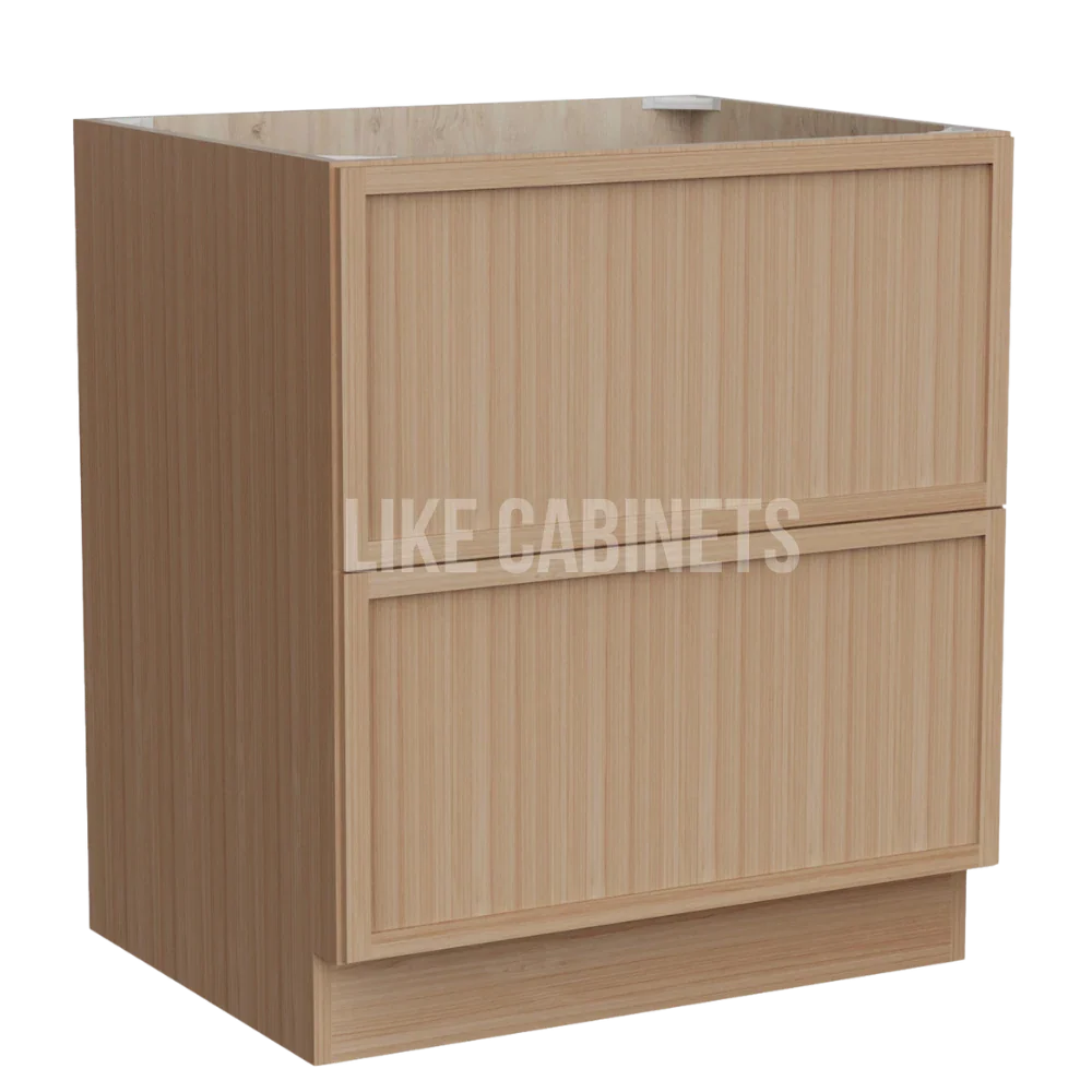 Slim White Oak Shaker Two Drawer Base