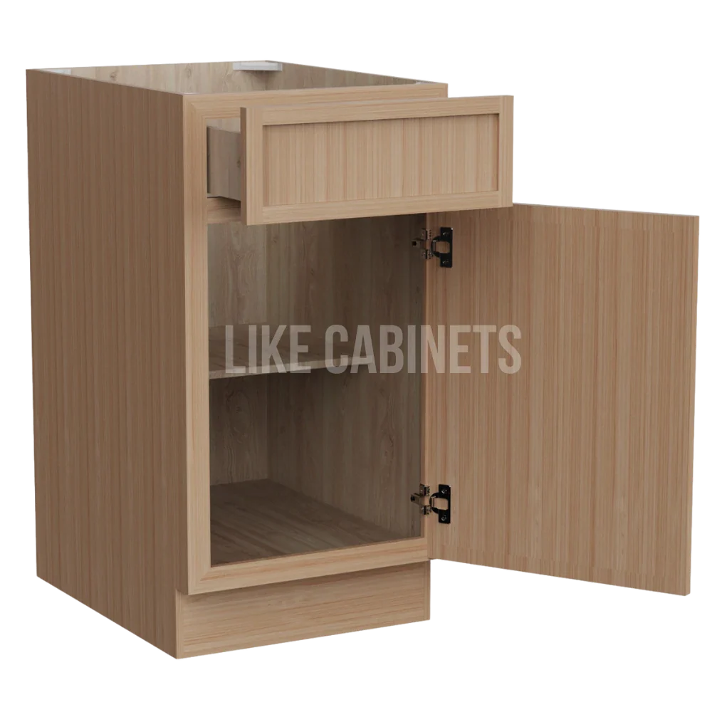 Slim White Oak Cabinet with Single Door & Drawer