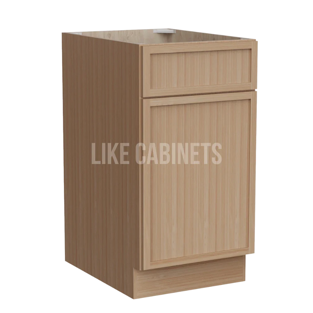 Slim White Oak Shaker Trash Base Cabinet