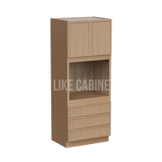 Slim White Oak 33'' W Double Door Oven Pantry Cabinet with Three Drawers