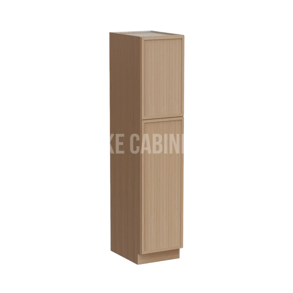 Slim White Oak 18'' W Two Single Door Utility Pantry Cabinet