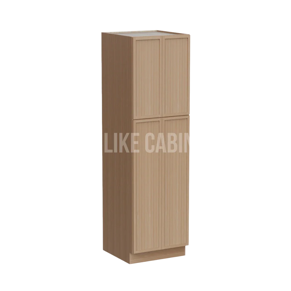 Slim White Oak 24'' W Two Double Door Utility Pantry Cabinet