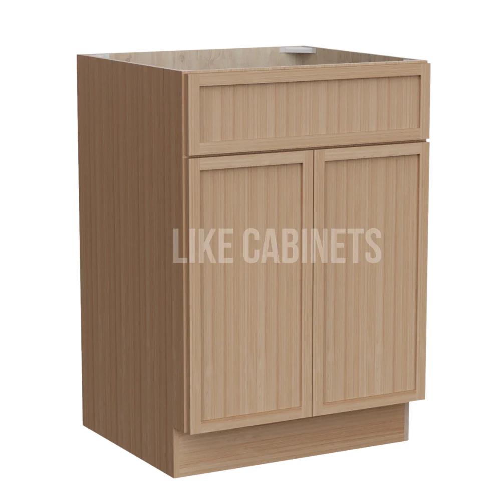 Slim White Oak Single Vanity Sink Base Cabinet