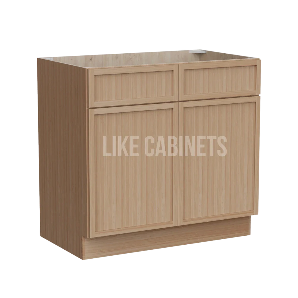 Slim White Oak Vanity Sink Base Cabinet