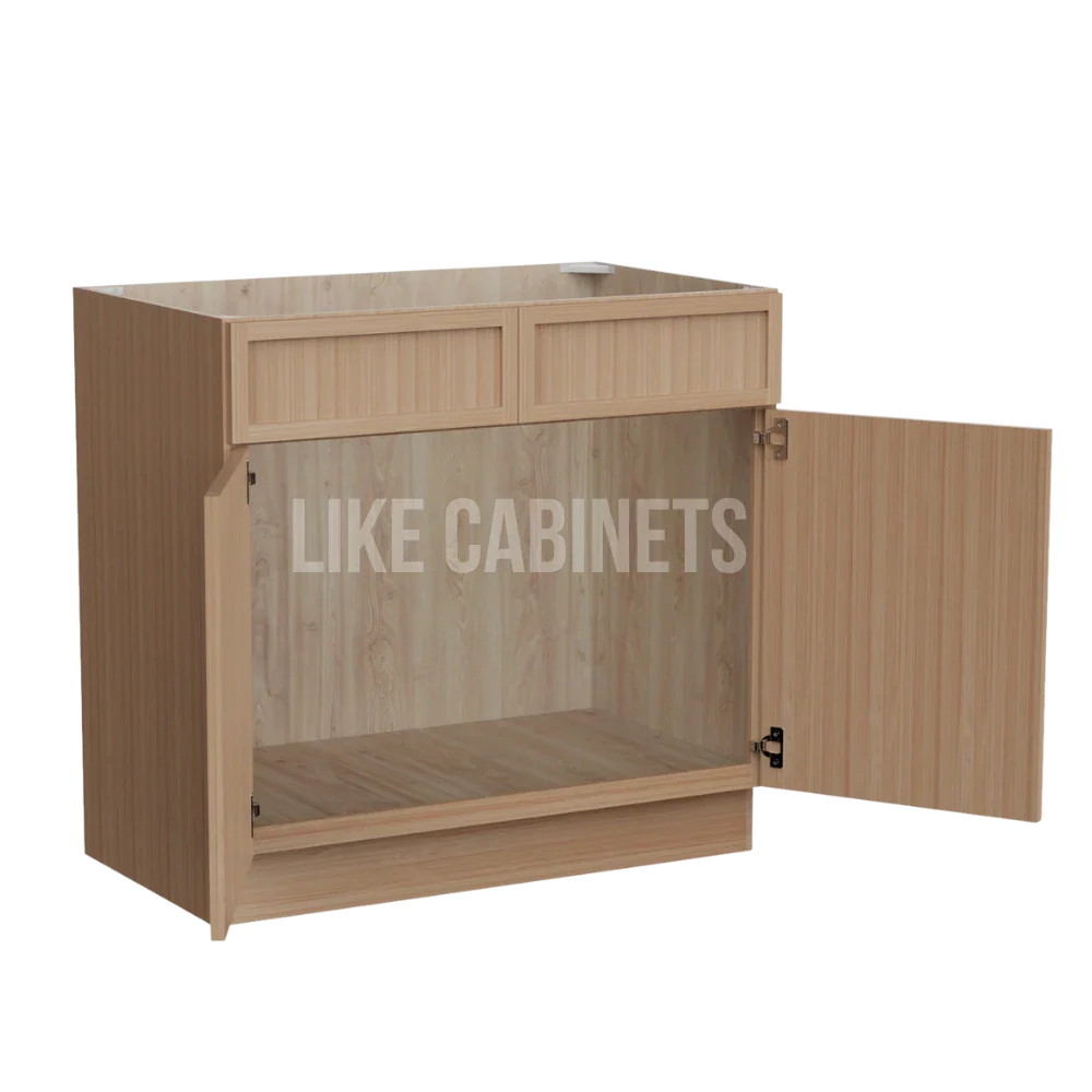 Slim White Oak Vanity Sink Base Cabinet