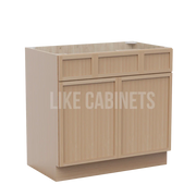 Slim White Oak Vanity Combo Cabinet