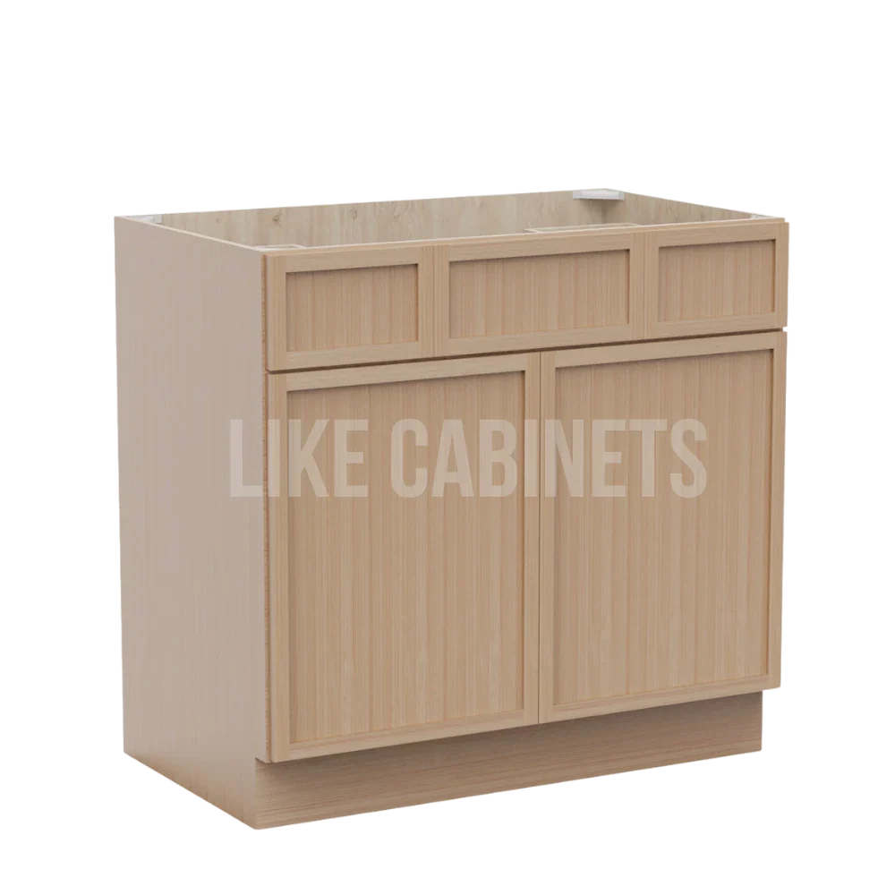 Slim White Oak Vanity Combo Cabinet