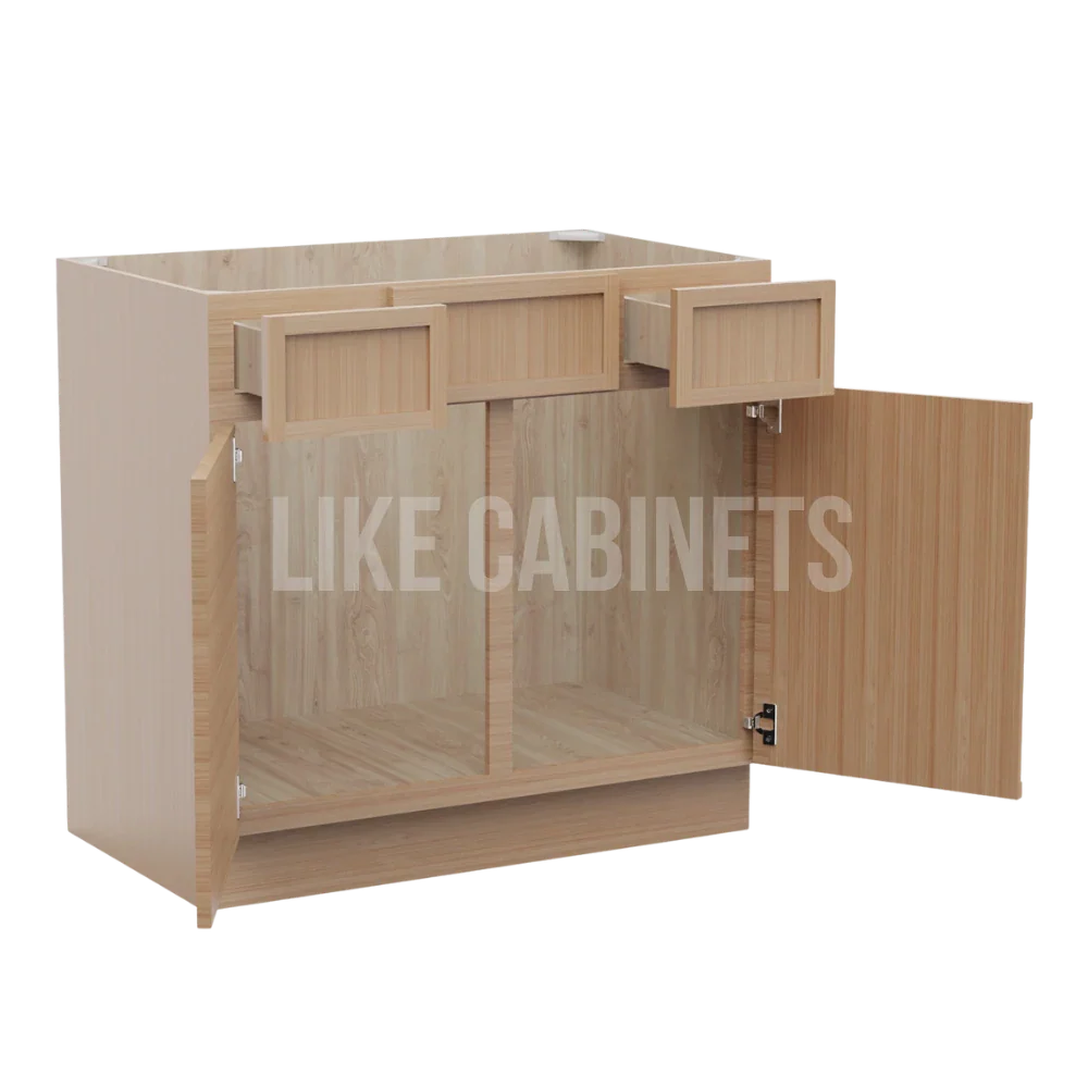Slim White Oak Vanity Combo Cabinet