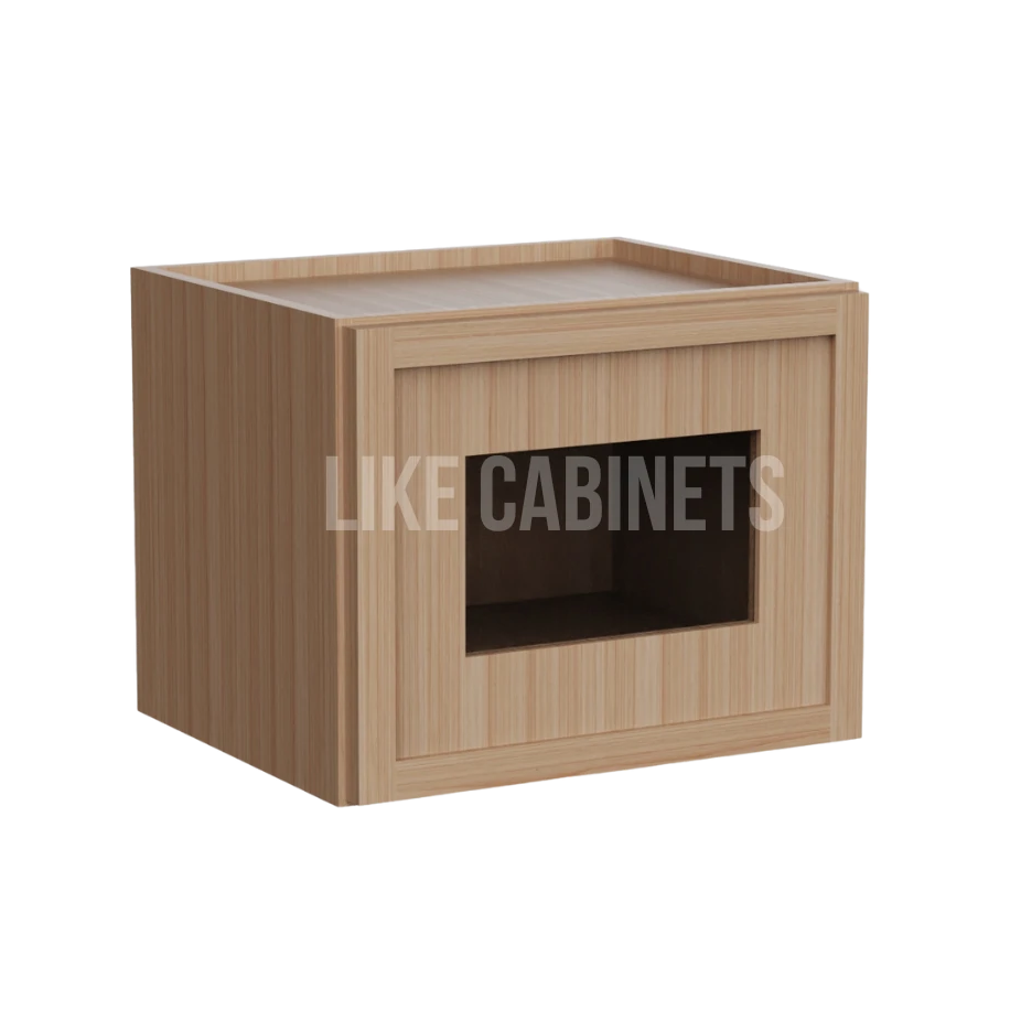 Slim White Oak 18'' H Single Door Wall Cabinet with Glass Door