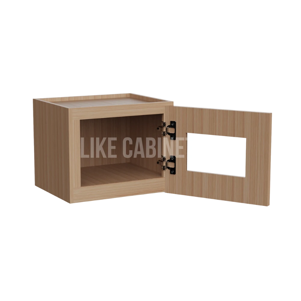 Slim White Oak 18'' H Single Door Wall Cabinet with Glass Door