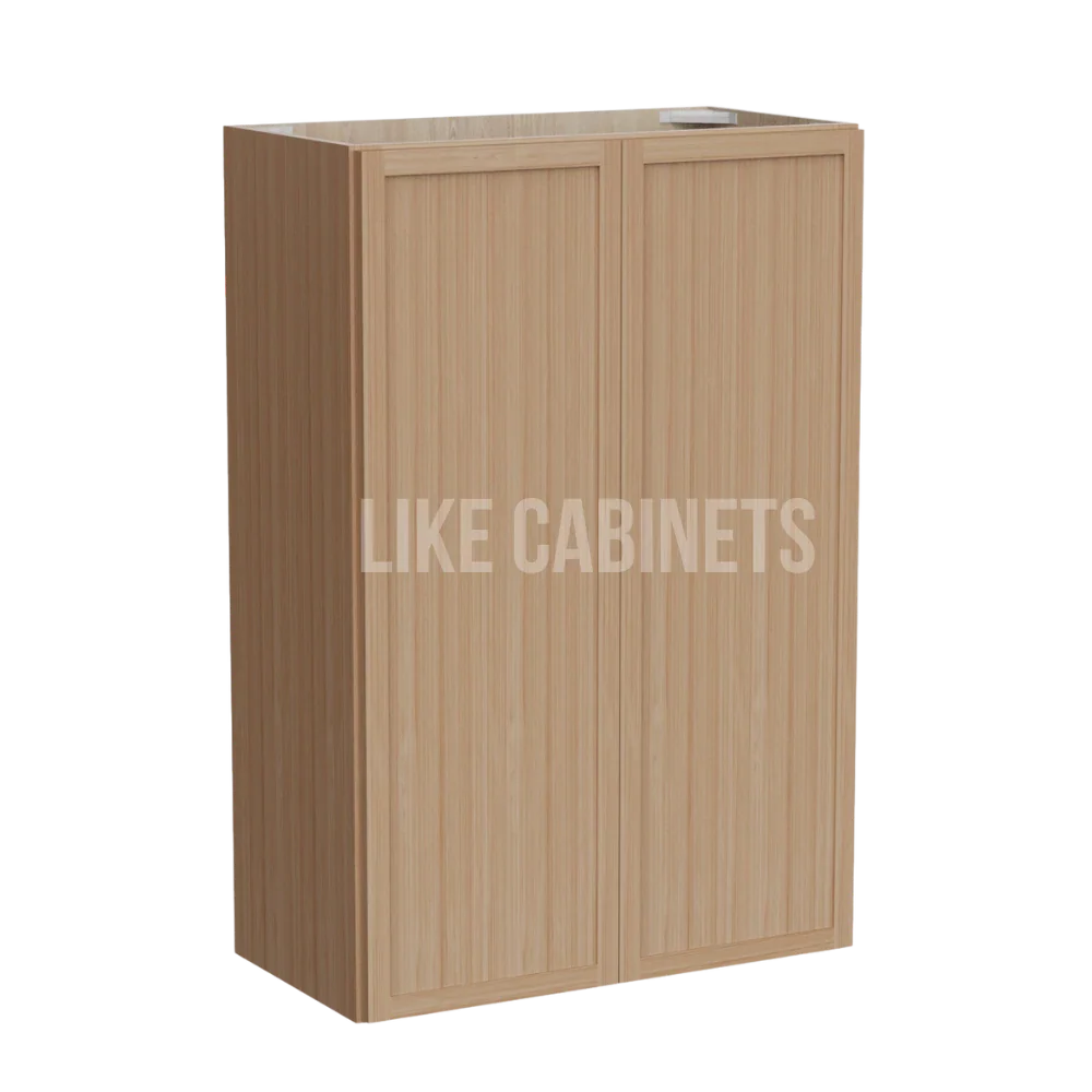 Slim White Oak Double Door Wall Cabinets 36''H, 12''D