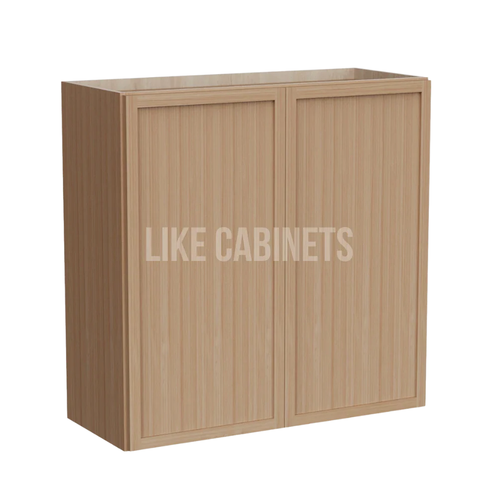 Slim White Oak Shaker 30''H Double Door Wall Cabinet