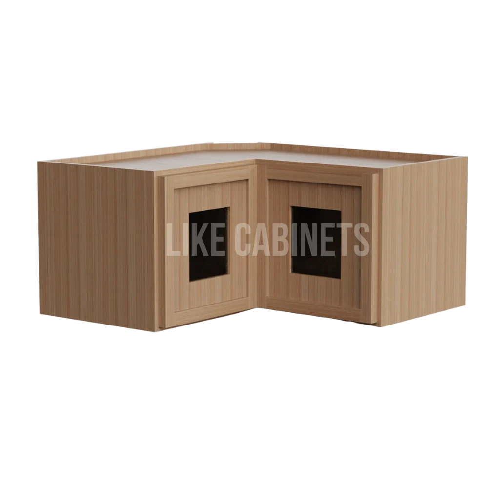 Slim White Oak Easy Reach Wall Cabinet with Glass Door